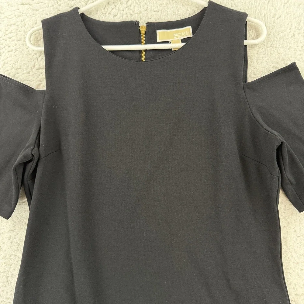 MICHAEL Michael Kors Dress Womens‎ Large Black Cold Shoulder Sheath Short Party